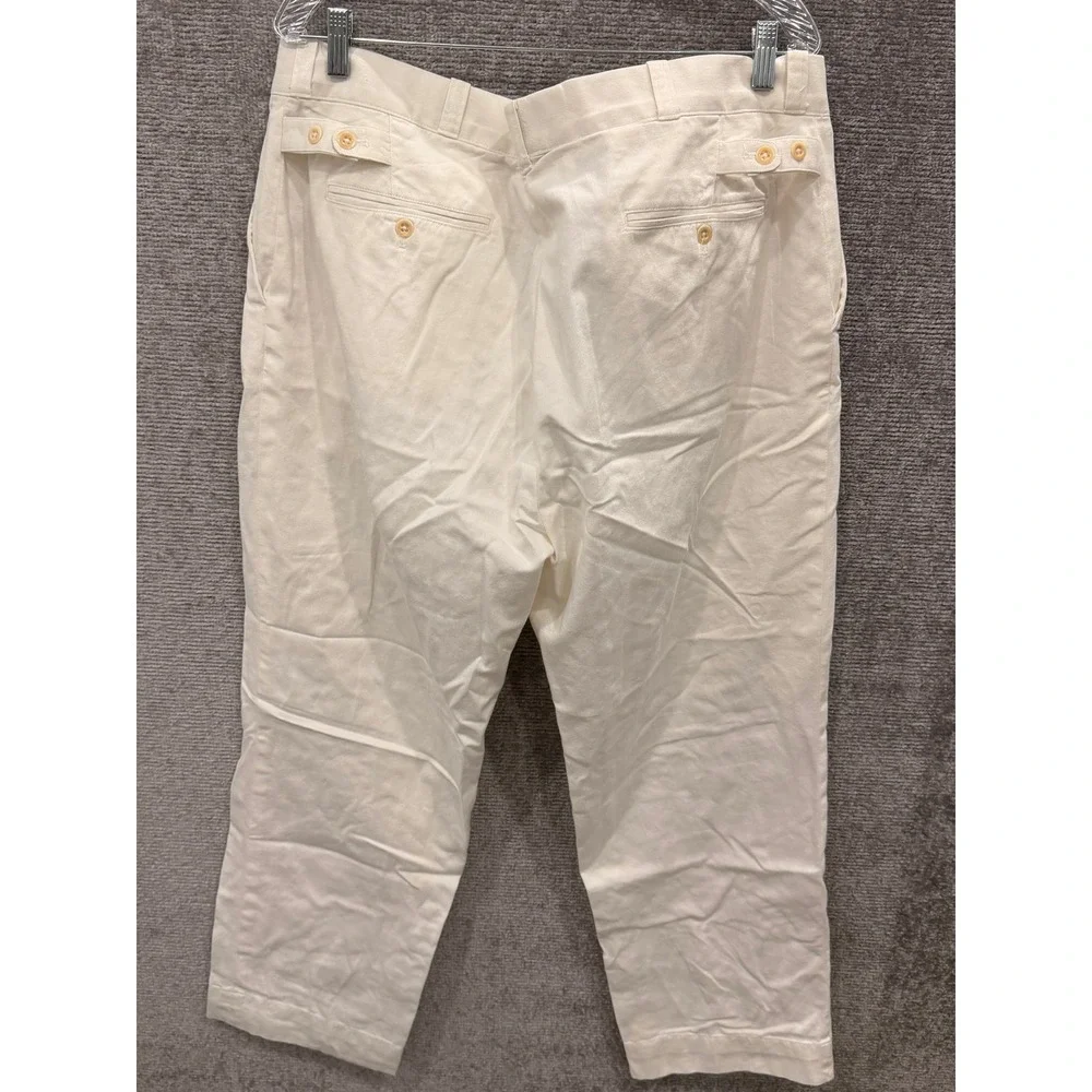 Polo Ralph Lauren Trousers Mens 40/30 Off White Cotton Button Fly Pants